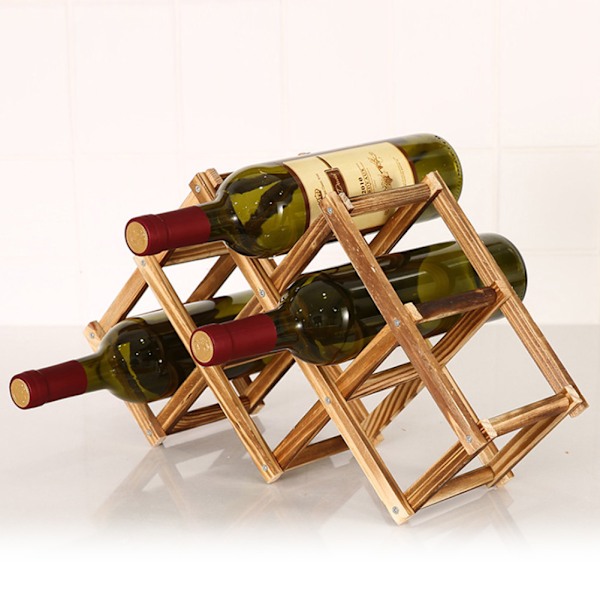 Vinstativ i træ 3/6/10 flaskeholder Sammenklappelig drikkeflaskeholder Displayhylde 6 Bottles