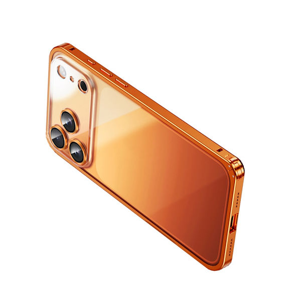 Orange Magnetic Spring Buckle Transparent Back Case Compatible with iPhone 17 Pro