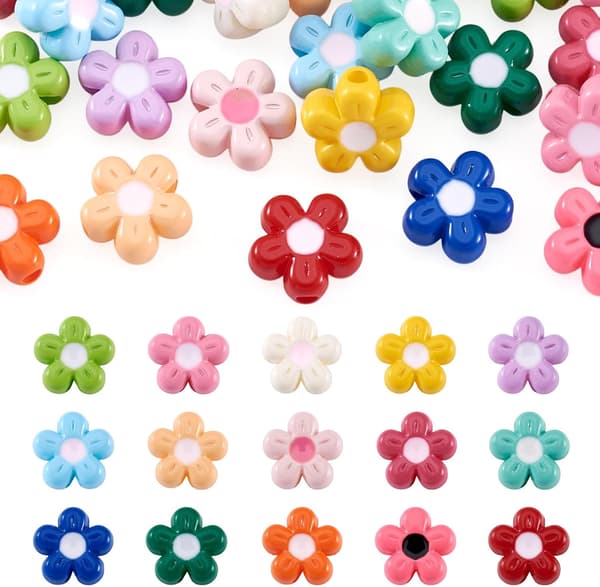 30 st blomma akrylpärlor bakfärg ogenomskinlig distans 11 mm