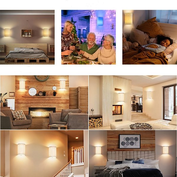 Wall lamps wall lights 3 colors dimmable with remote control 2-pack