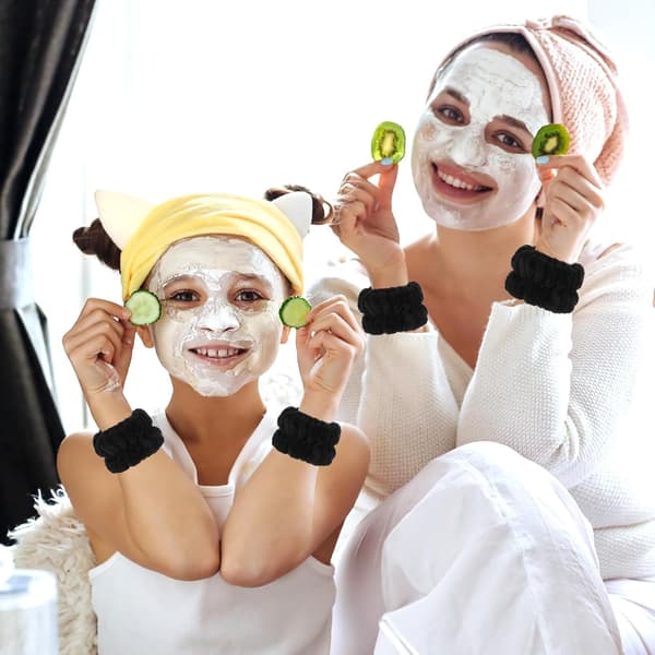 Ansigtsvask håndledsbånd Spa Vask Ansigt Svedbånd Makeup Elastisk håndledsvaskebånd Absorberende håndklædearmbånd Håndledsbånd, Sort