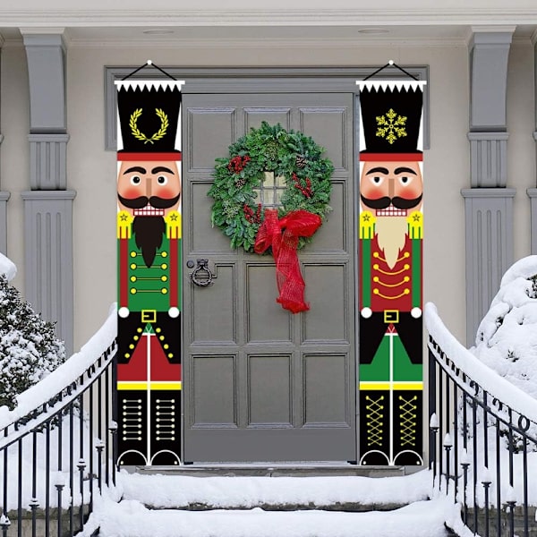Nötknäppare-banderoll för jul - Veranda-skylt Juldekorationer Utomhus Inomhus, Nötknäppare-soldat Vertikala Julskyltar, Julbanderoll