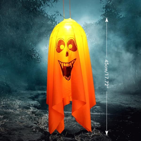 2-pack LED Luminous Ghost Halloween Decorations Hanging Ornaments for Garden Yard Party