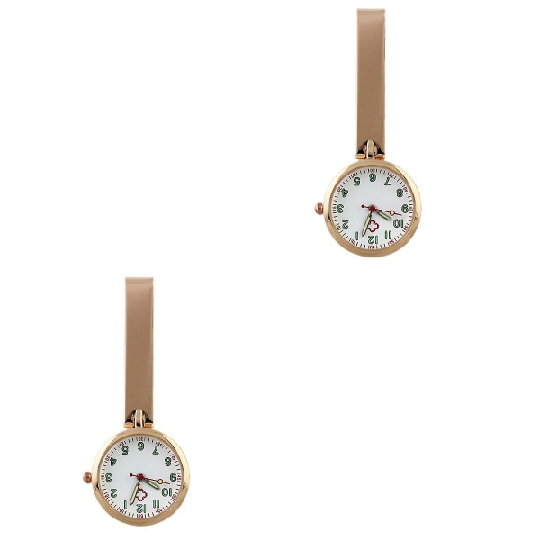 3 stk. Eksklusive Lommeure Professionelle Hængende Ure Mode Steampunk Til Sygeplejerske Læge ( Rosaguld Og Grønt Nummer) 2pcs 2.65*7cm