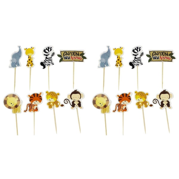 144 stk. Zoo Dyre Kage Toppers Dekorative Cupcake Toppers Muffin Mad Frugt Picks Party Favør Dec 96 pcs