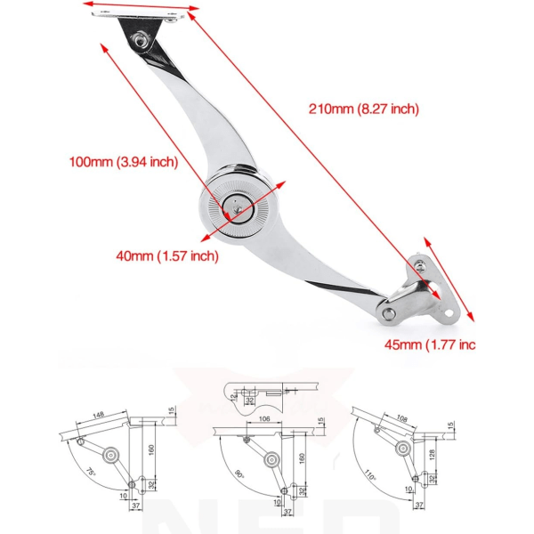 Hydrauliske Tilfældigt Stophængsler Køkkenskabsdør Justerbar Poleret Hængsel Møbel Løft Op Flap Stay Support Hardware