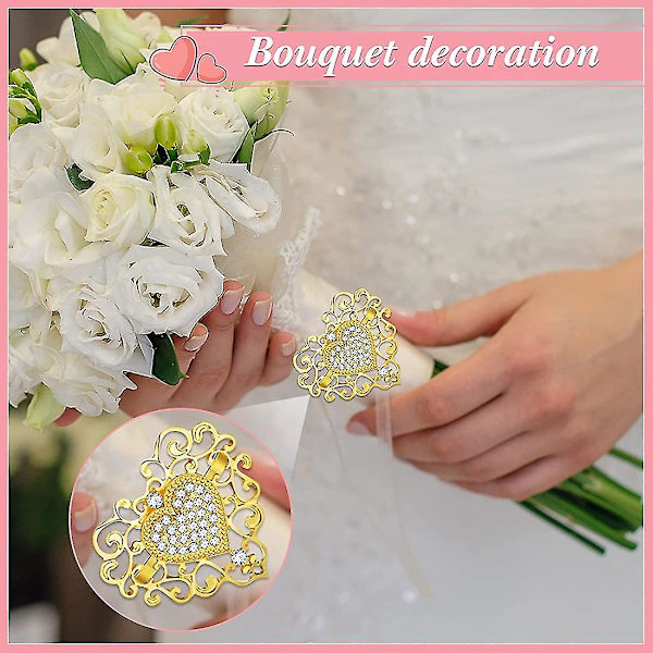 6 stk. Servietringe Hjerte Servietring Rhinestone Servietspænde Kompatibel Med Valentinsdag Bryllup Ferie