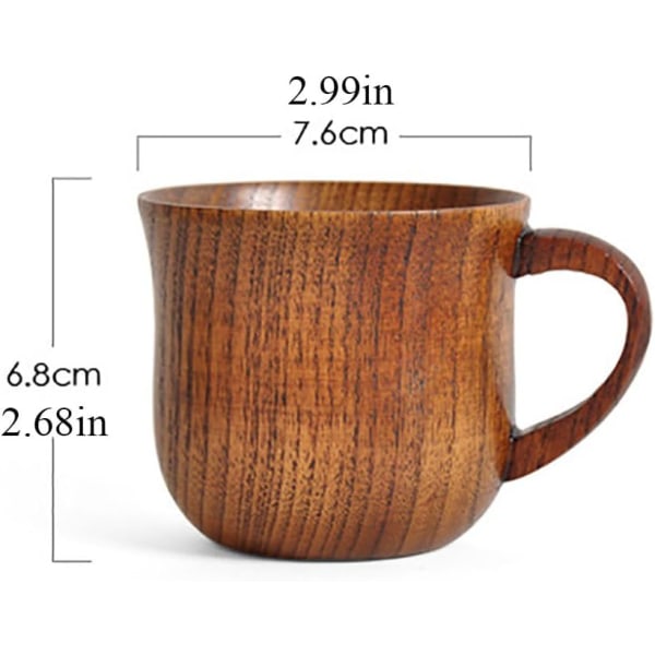 4 Pack Handle Wooden Mug Wooden Cup Natural Solid Wood Mug for Drinking Tea Beer Milk Coffee Hot Drinks Small Reverse Side Ear Cup