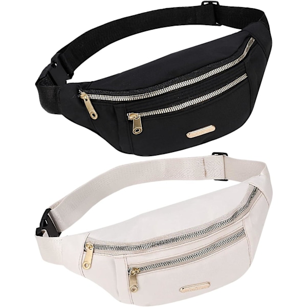 2-pack Midjeväska - Trendig Rese-midjeväska med 3 Blixtlåsfickor (olika)