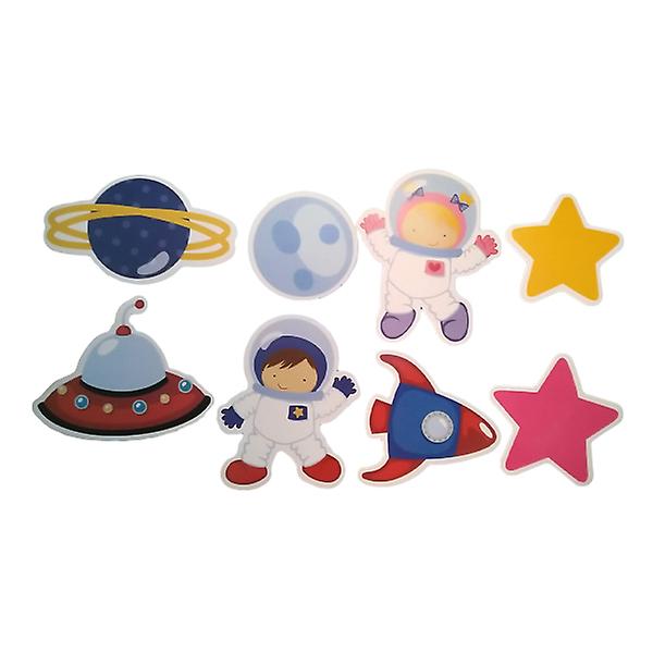 8 st Cake Toppers Astronaut rymdfärja Ufo-serien Födelsedagsfest Frukttårtval Matdekorationstillbehör