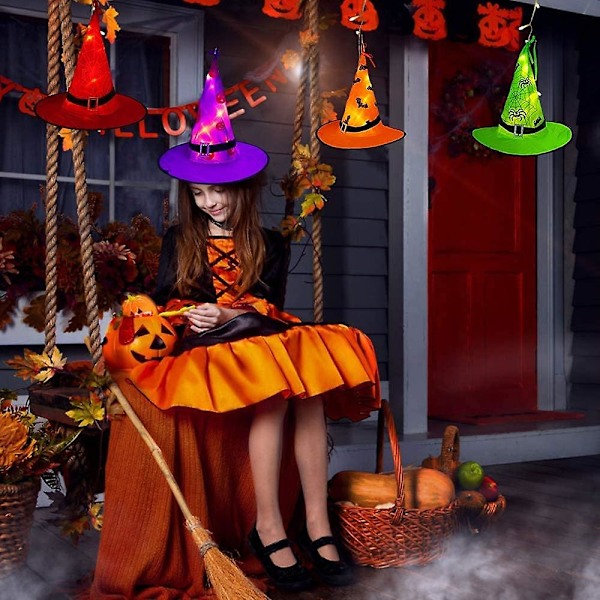 Wujun Ulkoilma Halloween-koristeet Noitakypärävalot 8 kpl Riippuva Valoisa Noitakypärät 11m 104 Ledillä Halloween-tonttuvalot (8 Valoa