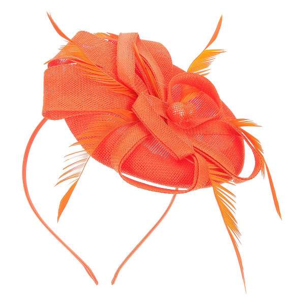 Wedding Hair Accessories Women Feather Tea Hat Orange Tea Hat 1920 Hair ClipOrange