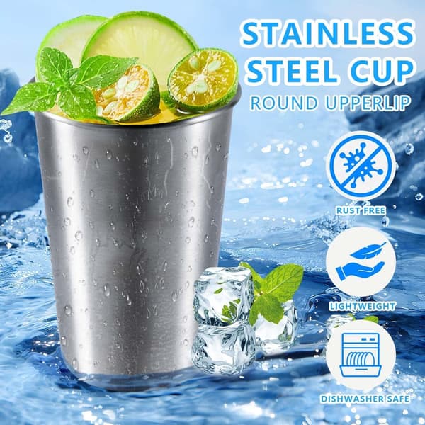 5-pack 47 cl Stainless Steel Mugs Unbreakable Mugs Unbreakable Metal Drinking Glasses for Bars, Home, Restaurants