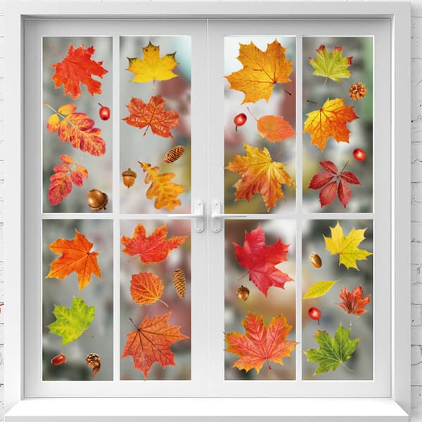 Set med 6 höstdekorationer Thanksgiving Day höstfönsterdekaler