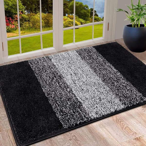 Indendørs dørmåtter, maskinvaskbare bløde dørmåtter, smudsfangende dørmåtte, superabsorberende entrémåtte (50 x 80 cm, sort) Black