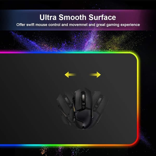 RGB Musematte, Gaming Stor XXL Spillmusematte med 12 Lys, ZQKLA