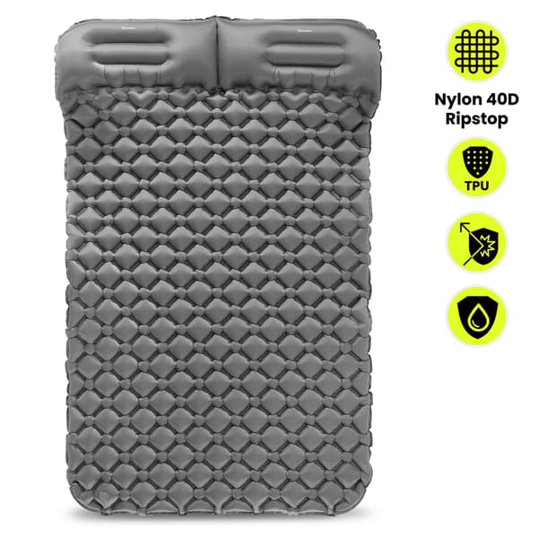Ultralight Inflatable Double Sleeping Pad 190x120 cm Grey