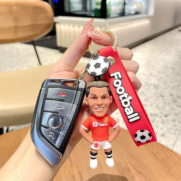 Fodbold Ronaldo Figur Fodboldstjerne Nøglering Taskevedhæng A A A
