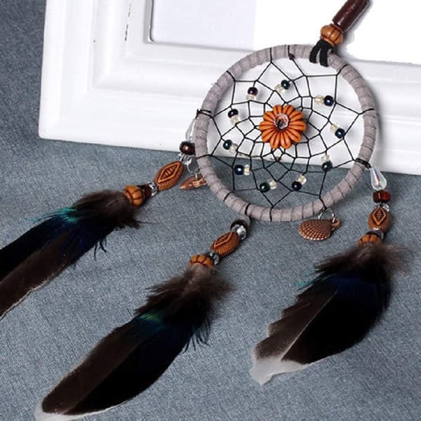 Dream Catcher Wind Chimes Small Boho Charms Handmade Feathers for Car Hanging Decorations