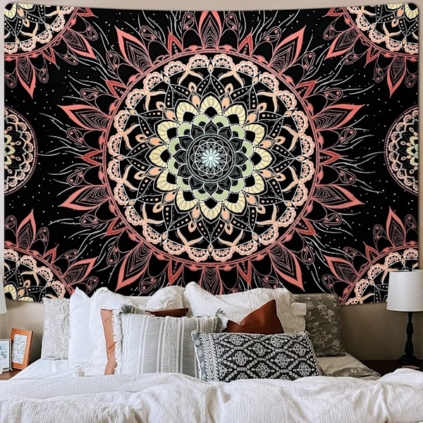 TapestryTapestry Blommig Estetisk Väggbonad Hippie Boho Väggbonad Brinnande Sol Väggbonad Väggdekoration för Sovrum, L