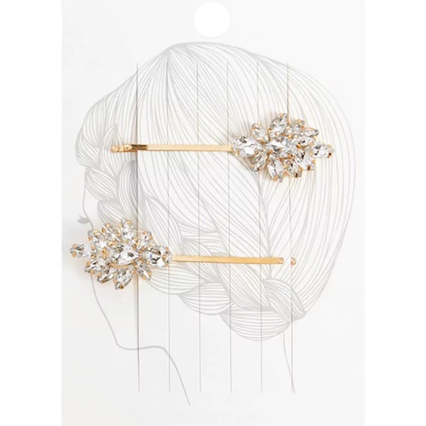 2 stycken Rhinestone Bröllopshårklämmor Brudhårsnålar Kristall Bobby Pins Silver Hårklämma Barrette Blad Blomma Bröllop El