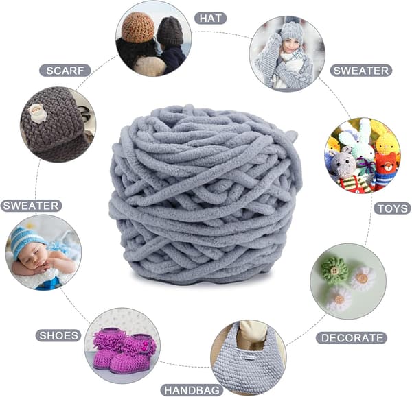 Groft Garn 4x Garn til Hækling, Blødt Chunky Garn til Garnprojekter grå grey