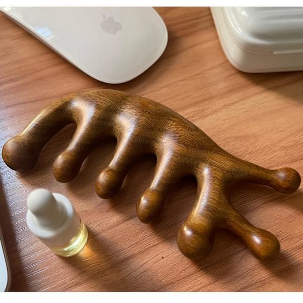 Ekte grønn sandeltre kam Gua Sha skraping hodebunnsmassasje hode