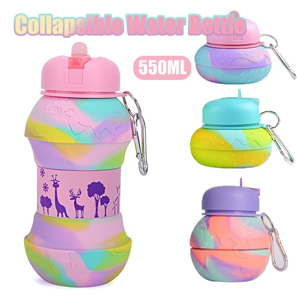 Silikonivesipullot Taittuva vesipullo VAALEANPUNAINEN KAMOUFLAGE Pink Pink Camouflage-Camouflage