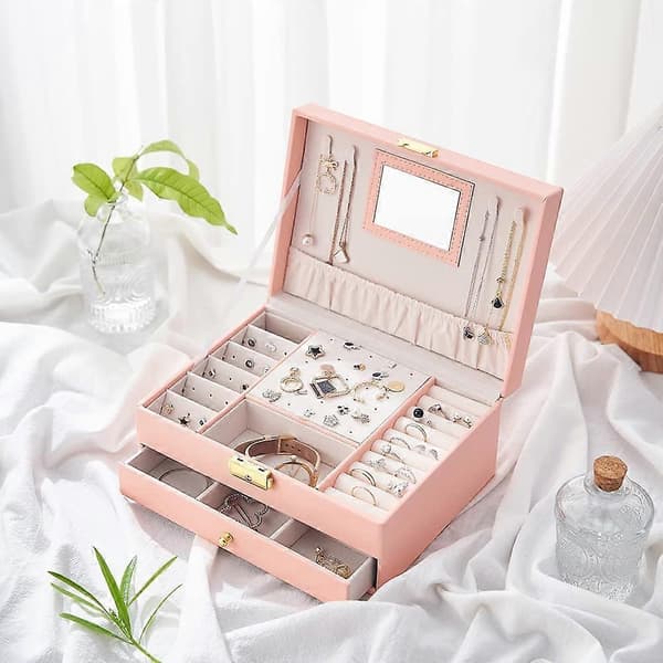 Smykkeskrin Organizer 2 Lag (Rosa)