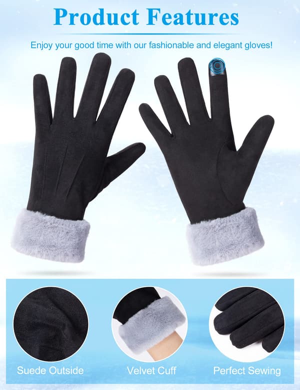 Damvinterhandskar, Anti-Cold Touch Termiska Handskar Bekväma Varma Handskar