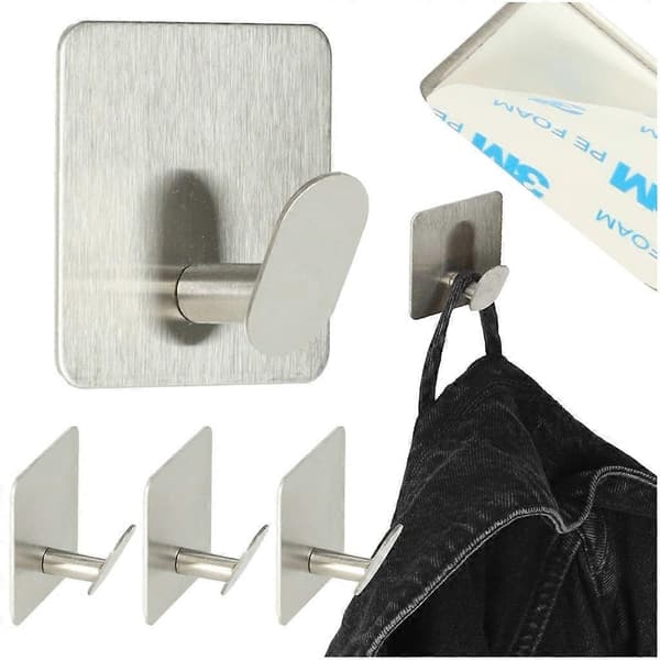 Silver Bathroom Hooks 4-pack