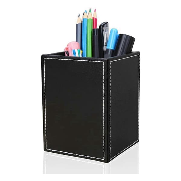 4-pack PU-läder pennställ kopp skrivbordsarrangör kontorstillbehör behållare svart [DB] Black