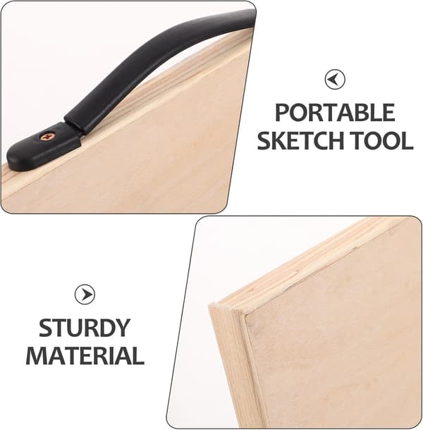 Solid Wood Drawing Board with Metal Handle 8k Portable Sketch Board for Art Students Outdoor Use
