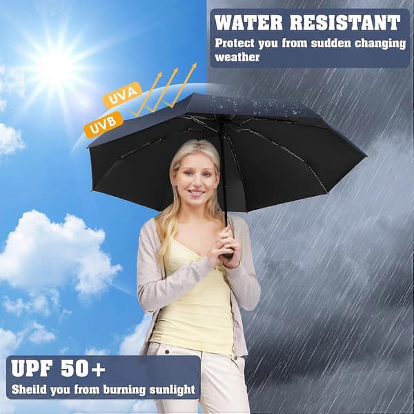 Mini foldbar rejseparaply - 8 paraplyer små UPF50+ UV-beskyttelse til sol og regn med kapselboks