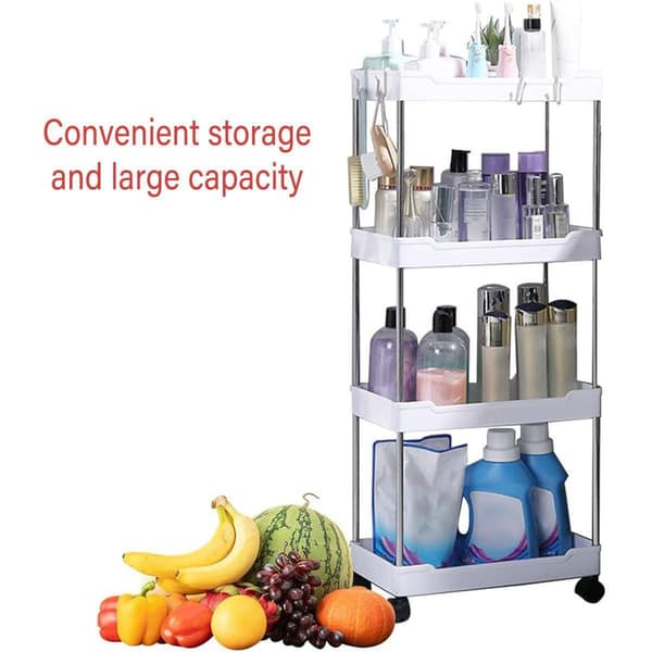 Multi-layer Rolling Storage Cart Kitchen Bathroom Organizer Shelf with Wheels 3-White