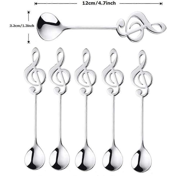 4 PIECES Dessert Spoons Decorative Music Note Stirring Spoons Coffee Spoons for Home [DB]