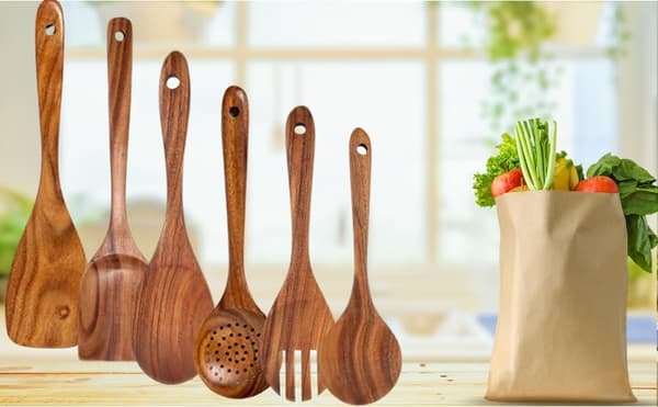 6-piece kitchen utensil set, suitable for non-stick pans, with comfortable handles.