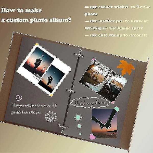 One Piece Fotoalbum Scrapbog 8,7x10,7 Læder DIY Jubilæumsgave