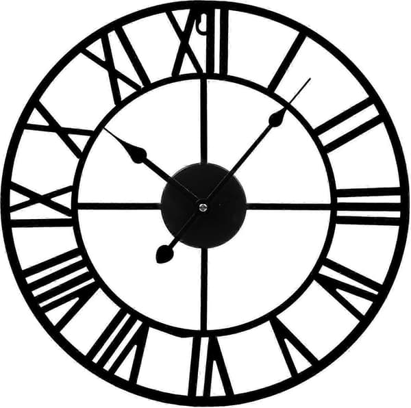 Large Wall Clock | Large Kitchen Clock | Hollow Clock | Black Wall Clock | Wall Mounted Clock with Roman Numerals | 40CM