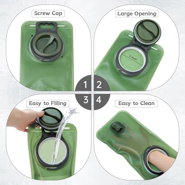 Hydration Bladder, 2L Leak-Proof Water Bladder, Leak-Proof Water Reservoir with Insulated Hose, for Cycling Hydration Backpack