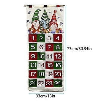 Julekalender med 24 lommer Julekalender 24 dages nedtælling Jul til børn Juletræspynt