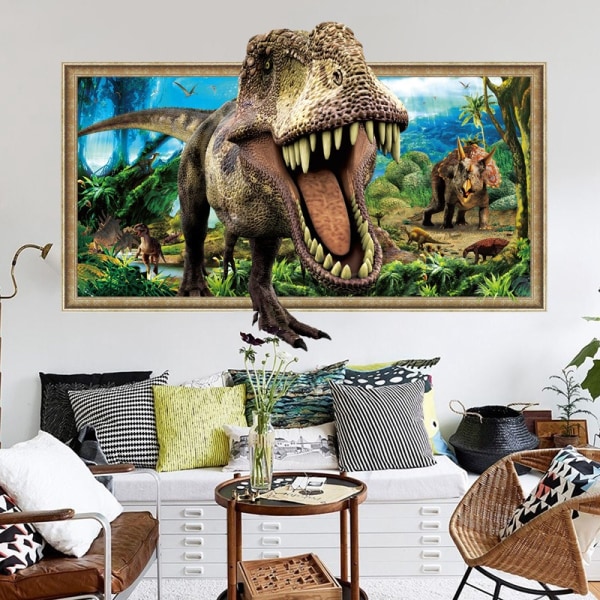 Dinosaur Veggdekor - 3D Bryte Dekal, Avtakbar, Barnerom, Babyrom, Barn (23,6 * 35,4 tommer)