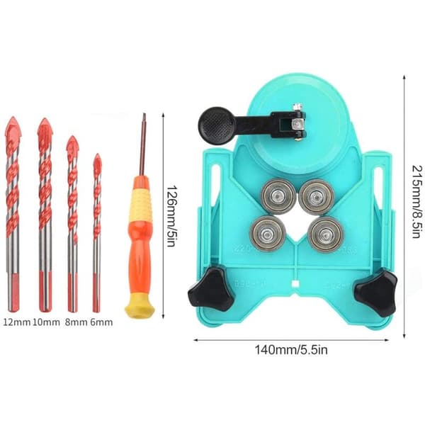Diamond Drill Bit Set, Hole Saw Set with 10 Hole Saws (6-50mm), Drill Hole Guide, 4 Glass Drills
