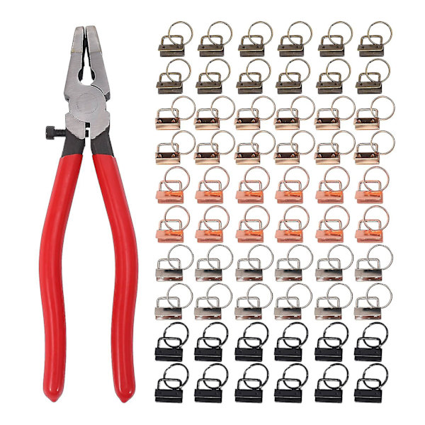 Nøgleholder Hardware, 60 stk. 1 tomme nøgleholder med nøgleholdertang kompatibel med håndledsrem nøglering, snor Cl