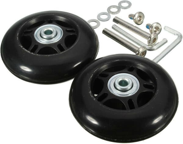 Erstatningshjul til bagage, 2 dele, universelle gummihjul, sorte, 60x18mm