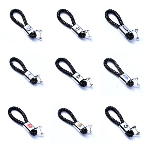 Volvo Braided Leather Keychain (Black, One Size)