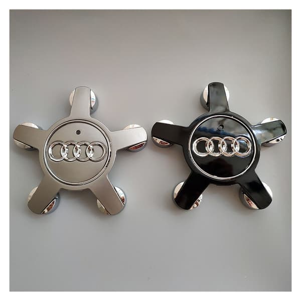 Set med 4 navkapslar 4f0601165 N hjulemblem, för 135 mm navkapslar för Audi (grå)