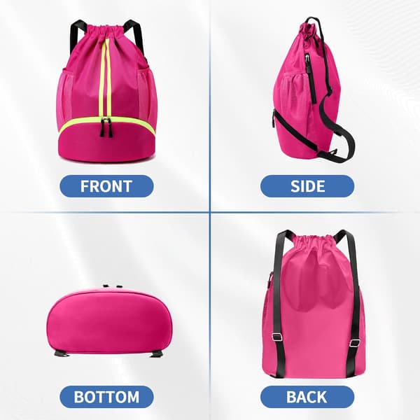 Drawstring Gym Bag for Men, Waterproof Drawstring Backpack for Women, Swim Backpack with Shoe Compartment and Drawstring Sports Bag