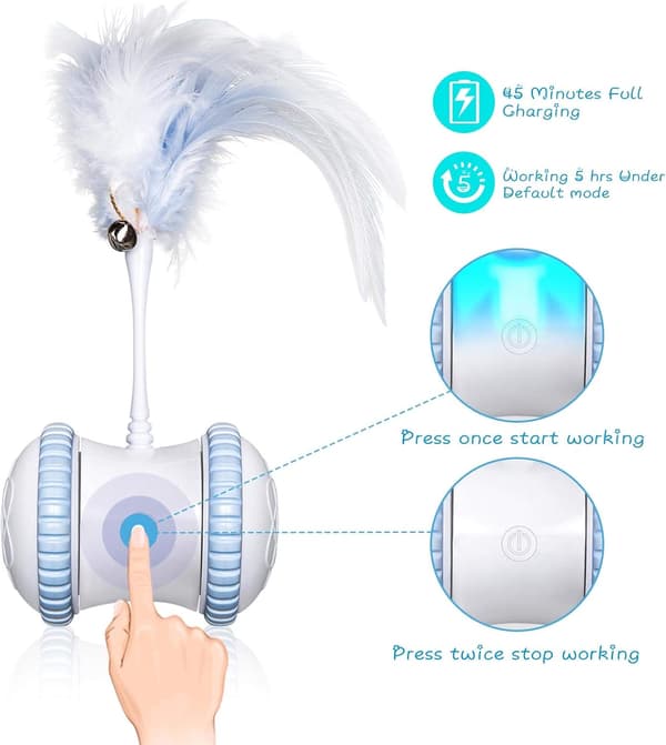 Automatic Cat Toy with Feathers - Smart Interactive Electronic Pet Toy - Auto/Manual Motorized Toy