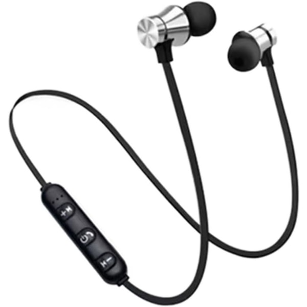 Magnetisk in-ear stereo headset øretelefon trådløs Bluetooth 4.2 hovedtelefon gave - Sølv letvægts og meget behagelig at have på